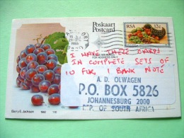South Africa 1985 Pre Paid Postcard To Johannesburg - Fruits - Grapes - Covers & Documents