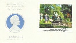 Barbados 1985 Queen Mother FDC - Barbados (1966-...)