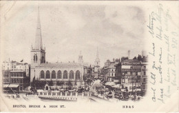 Edwardian Postcard Bristol Bridge & High Street St Nicholas Church Allen Bedford - Bristol