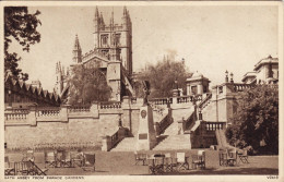 Vintage Sepia Postcard Bath Abbey From Parade Gardens Somerset Photochrom - Bath