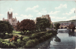 Edwardian Postcard Bath Abbey Parade Gardens Empire Hotel River Avon Somerset Wrench - Bath