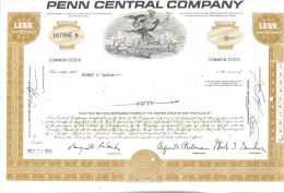 Scripofilia : Penn Central Company 50 Shares Philadelphia  1969 Doc.043 - Aviación