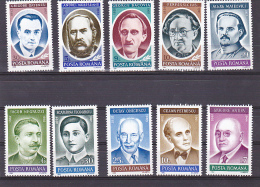 ANNIVERSARIERS, FAMOUS PEOPLE, MNH**, 10 STAMPS, 1991-1992, ROMANIA - Nuevos