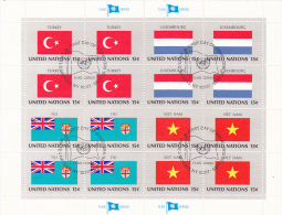 Delcampe - UNITED NATIONS, FLAGS, TURKEY, LUXEMBOURG, FIJI, VIETNAM, CANCELATION FDC, MINISHEET - Briefmarken