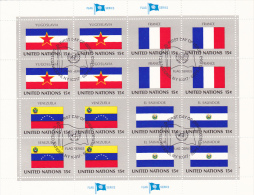 Delcampe - UNITED NATIONS, FLAGS,YUGOSLAVIA, FRANCE, VENEZUELA, EL SALVADOR, CANCELATION FDC, MINISHEET - Briefmarken