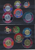 1966 QATAR COINS Comb Of Metal Foil Circularly 6 Values Gold +6 Values Silver Complete Set 12 Values - Qatar