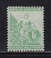 Cape Of Good Hope MH Scott #59 1/2p ´Hope´ Standing, Green Watermark Cabled Anchor - Cape Of Good Hope (1853-1904)
