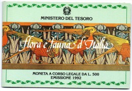 1992 ITALIA FLORA E FAUNA   LIRE 500 ARG FDC - Gedenkmünzen