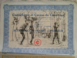 Magnifique Action Décorée. Caoutchoucs Et Cacaos Du Cameroun. Action De 100 Francs - Africa