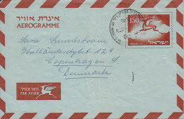 Israel Par Avion Aerogramme HAGALIL 1959 Cover Lettera To Denmark - Aéreo