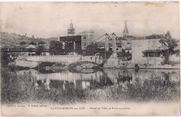 Cpa  CASTELMORON Sur Lot Hotel De Ville Et Pont Suspendu - Castelmoron