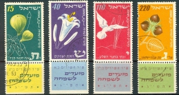 Israel - 1952, Michel/Philex No. : 73/74/75/76,  - USED - *** - Full Tab - Used Stamps (with Tabs)