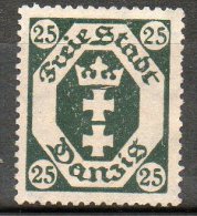 DANTZIG 25p Vert Noir 1921 N°77 - Mint