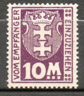 DANTZIG  Taxe 10m Violet 1923 N°15 - Taxe