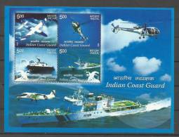 INDIA, 2008, 30th Anniversary Of Indian Coast Guard, Setenant Set, 4 V, Miniature Sheet, MNH, (**) - Neufs