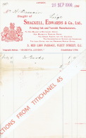 Facture 1900 LONDON - SHACKELL, EDWARDS & Co Ltd - Printing Ink And Varnish Manufacturers - United Kingdom