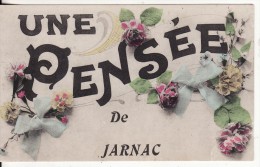 Carte Postale Fantaisie Une Pensée De JARNAC (Charente) Fleur - Ruban - VOIR 2 SCANS - Jarnac