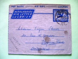 South Africa 1958 Aerogramme To Switzerland - Flying Gazelle Antelope - Covers & Documents