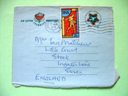 South Africa 1970 Aerogramme To England - Plane - Protea Flower - Man Seeding Grains - Covers & Documents