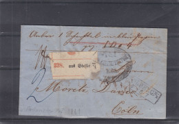 Allemagne - Saxe - Lettre De 1861 - Oblitération Stolberg - Expédié Vers Coeln - Avec Cachet Spécial Ovale - Sachsen