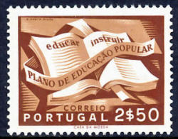 !										■■■■■ds■■ Portugal 1954 AF#799* National Literacy 2$50 (x9095) - Nuovi