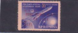 SPACE, 1ST ARTIFICIAL PLANET, OVERPRINT, MI 1794, 1 STAMP, 1959, ROMANIA - Neufs