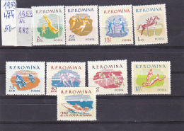 SPORTS, SOCCER, TENNIS, HOCKEY, BOXING, MI 1802/09, MNH**, 1FULL SET, 1959, ROMANIA - Neufs