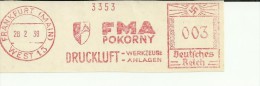 ALEMANIA FRANKFURT RECORTE FRANQUEO MECANICO 1938 FMA POKORNY COMPRESORES - Máquinas Franqueo (EMA)