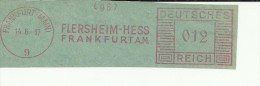 ALEMANIA FRANKFURT RECORTE FRANQUEO MECANICO 1937 FLERSHEIM HESS - Frankeermachines (EMA)