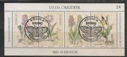 SWEDEN - 1982 - ORCHIDS - FLOWERS - SOUVENIR SHEET (with # 15) With BUTTERFLY First Day Cancel  Yvert #  Bl 10 - USED - Hojas Bloque