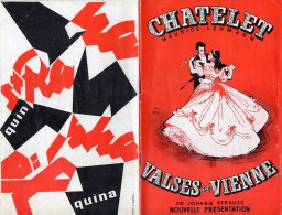 75 - PARIS - BEAU PROGRAMME THEATRE CHATELET- MAURICE LEHMANN-VALSES DE VIENNE -STRAUSS- EPERNAY- RIEDINGER-BROCHARD- - Programs