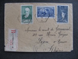 C178 -TB Enveloppe Affranchie Avec N° 343, 352 Et 402. Du Creusot Pour Lyon ( 10/11/1939). - 1921-1960: Période Moderne