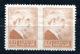3312 - TÜRKEI, Mi.Nr.1151, Postfr. Waag.Paar (Inönü), Mittig Ungezähnt - TURKEY - Mnh Pair, Imp. In Center - Unused Stamps