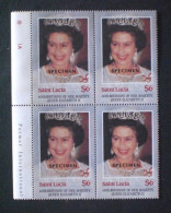 SAINT LUCIA "SPECIMEN"1986 The 60th Anniversary Of The Birth Of Quee MNH 2 Scanner - St.Lucia (1979-...)