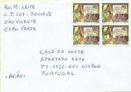 TIMBRES - STAMPS - CAP VERT / CAP VERDE  LETTRE POUR AVION - ALPHABÉTISATION - TIMBRES OBLITÉRÉ - Cap Vert