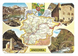 Cp, Carte Géographique, Valls D´Andorra - Landkarten