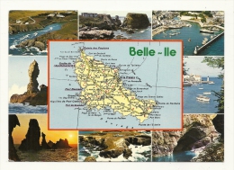 Cp, Carte Géographique, Belle-Ile-en-Mer - Landkarten