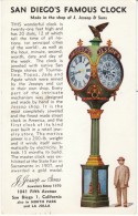 San Diego California, J. Jessop & Sons Famous Clock, Jeweler Advertisement, C1900s/50s? Vintage Postcard - San Diego