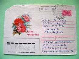 Kazakhstan 1995 Pre Paid Cover To Holland - Palace - Flowers - Kazachstan