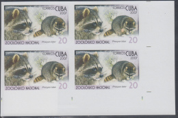 2007.101 CUBA 2007 MNH IMPERFORATED PROOF BLOCK 4. NATIONAL ZOO. ZOOLOGICO. MAPACHE. PROCYON LOTOR - Non Dentelés, épreuves & Variétés