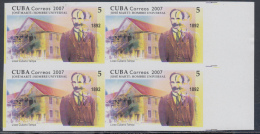 2007.124 CUBA 2007 MNH IMPERFORATED PROOF BLOCK 4. JOSE MARTI. DISPLACED COLOR. - Imperforates, Proofs & Errors