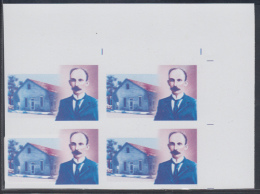 2007.125 CUBA 2007 MNH IMPERFORATED PROOF BLOCK 4. JOSE MARTI. WITHOUT COLOR. - Imperforates, Proofs & Errors