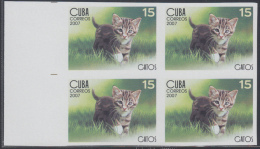 2007.128 CUBA 2007 MNH IMPERFORATED PROOF BLOCK 4. GATOS. CAT. FELINE - Sin Dentar, Pruebas De Impresión Y Variedades