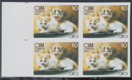 2007.130 CUBA 2007 MNH IMPERFORATED PROOF BLOCK 4. GATOS. CAT. FELINE - Imperforates, Proofs & Errors