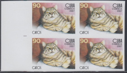 2007.131 CUBA 2007 MNH IMPERFORATED PROOF BLOCK 4. GATOS. CAT. FELINE - Imperforates, Proofs & Errors