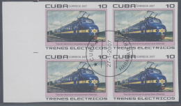 2007.134 CUBA 2007 USED IMPERFORATED PROOF BLOCK 4. RAILROAD. RAILWAYS. FERROCARRIL. TRAIN. LOCOMOTIVE. HOLANDA. NEDERLA - Imperforates, Proofs & Errors