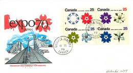 1970  Expo 70 Osaka   Cole Cover Cachet   Sc 508-511 Se Tenant - 1961-1970