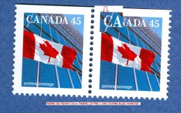 VARIÉTÉS AMÉRIQUE CANADA 1998  N° 1545 A    SE-TENANT 3 COTÉE DENTELÉE  NEUF FLUO JAUNE - Varietà & Curiosità