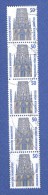 ALLEMAGNE FÉDÉRALE 1987  N° 1167 SE-TENANT FREIBURGER MÜNSTER  OBLITÉRÉ YVERT TELLIER 0.60 € X 5 = 3.00 € - Francobolli In Bobina