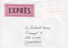 France EXPRÉS Label ATM PARIS 1981 Meter Stamp Cover Lettre To LYNGBY Denmark (2 Scans) - Briefe U. Dokumente